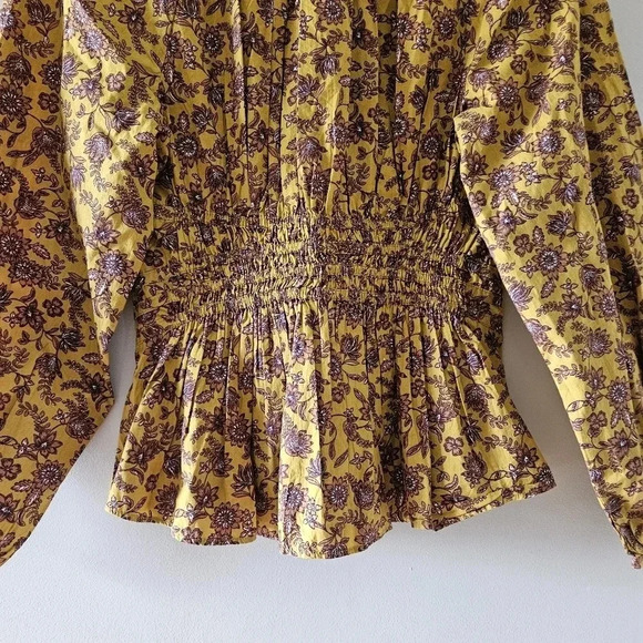 Sam Edelman Women's Cilian Cotton Smock-Waist Peplum Blouse Size Small. - Picture 16 of 16